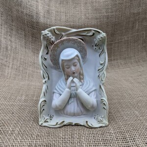 Praying Madonna, Virgin Mary Picture, 3D Ceramic, Made in Japan