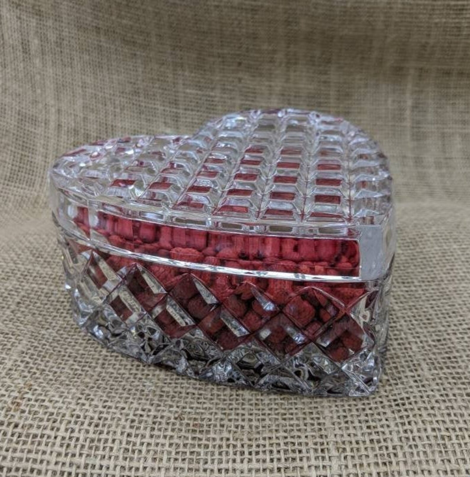 Crystal Heart Candy Dish Vintage Heart Shape Covered Dish Etsy
