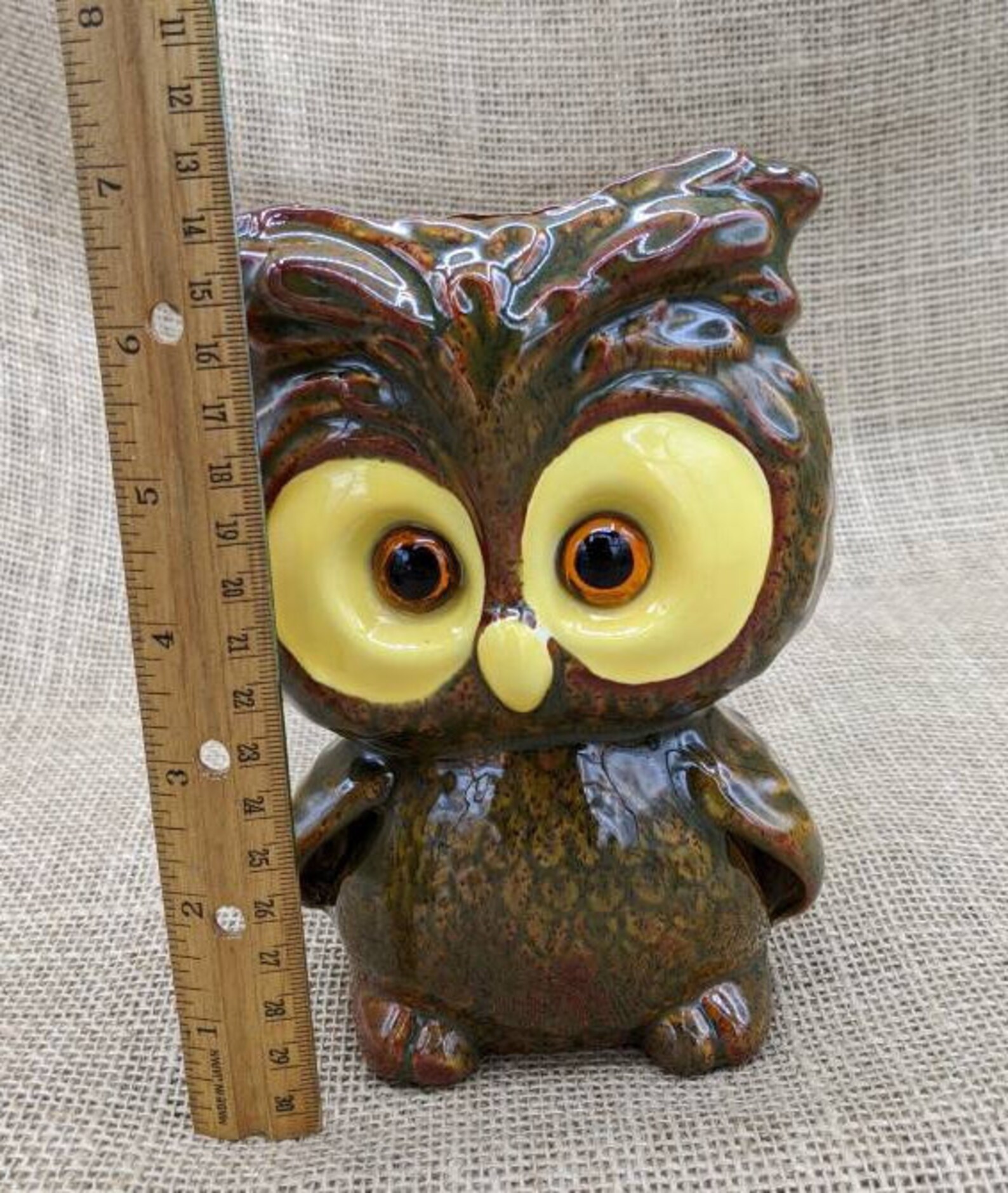 Owl Tea Light Holder Vintage BIG Eyed Brown Owl Candle Holder Etsy