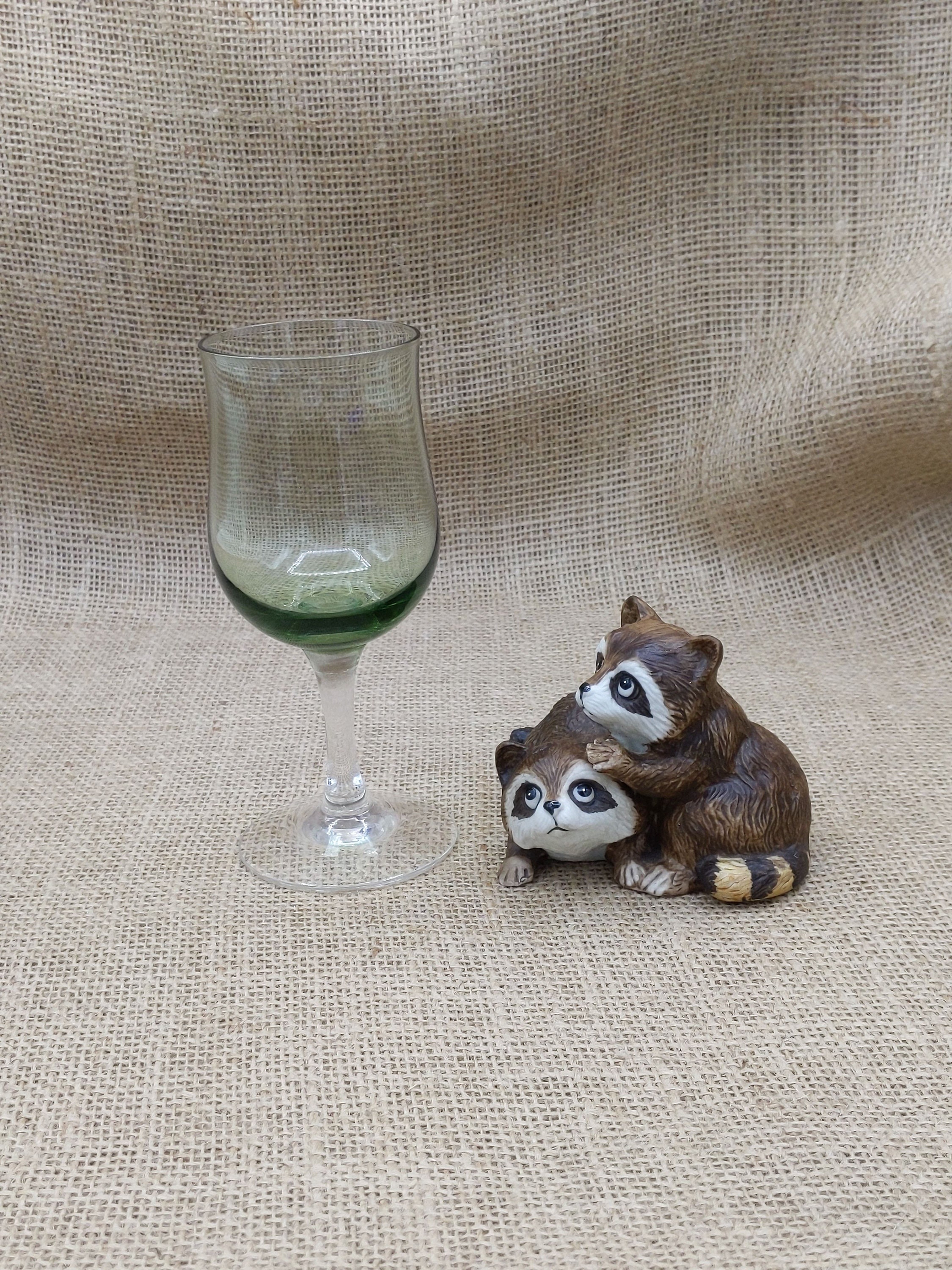 Wine Glass,  Tulip Green by Sasaki, Green Wine Glass with Clear Stem, Replacement Glass