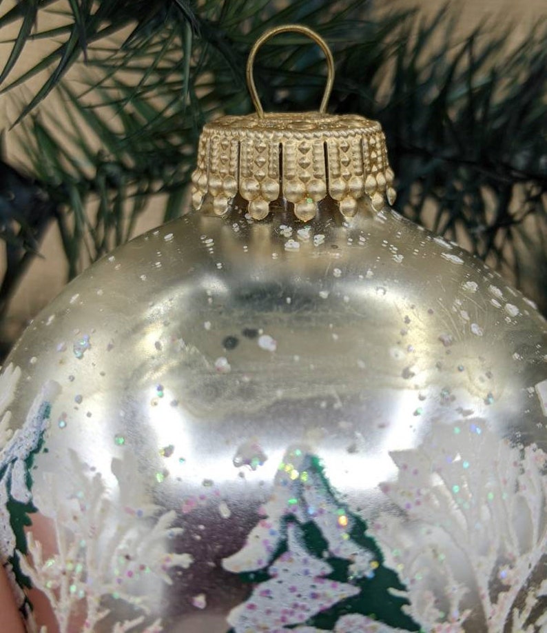 Snow Covered Trees Scene Vintage Krebs Ornaments Pearl White Etsy