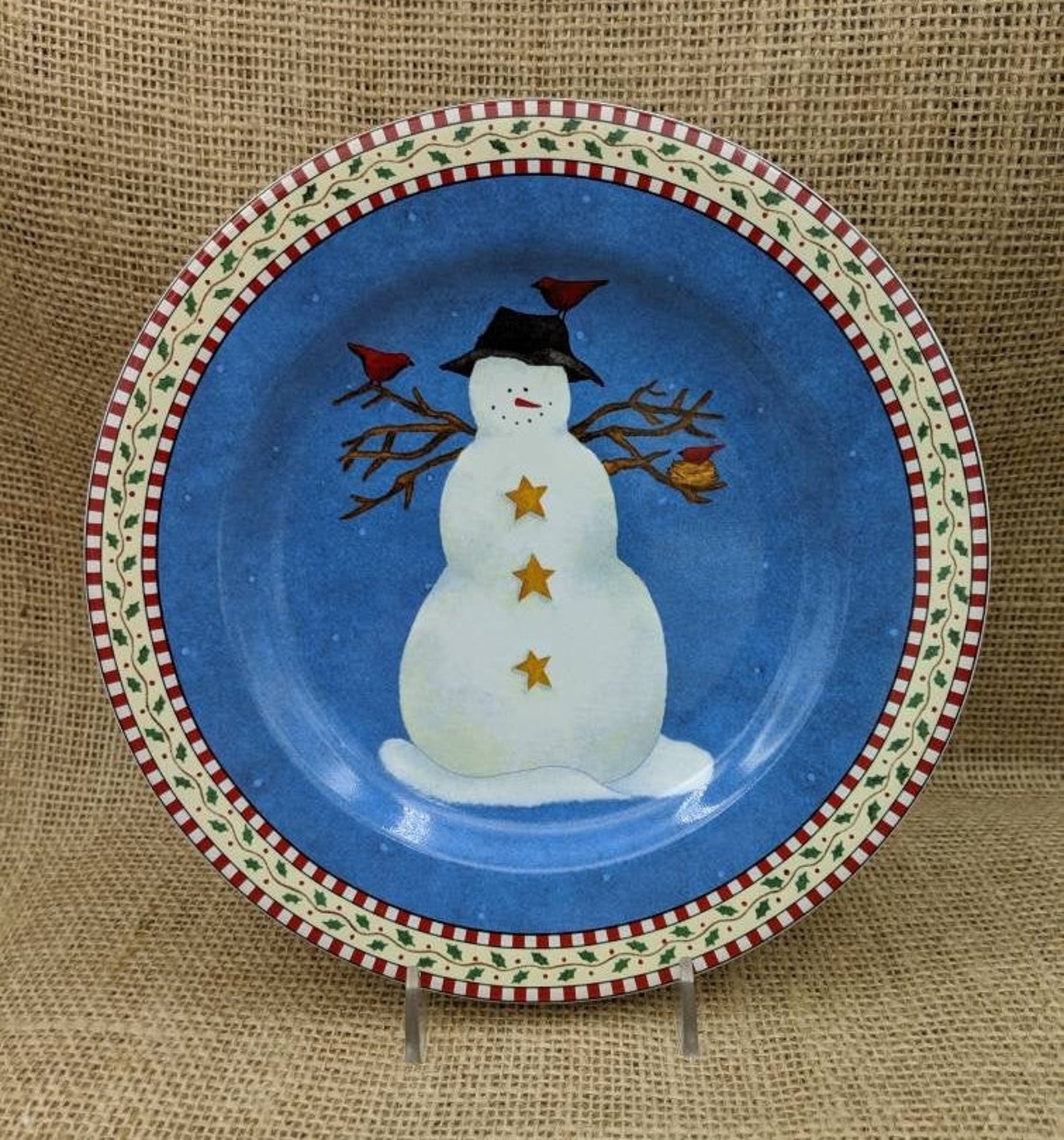 Snowman Plates Vintage Debbie Mumm Snowman Salad Plates 1998 Etsy