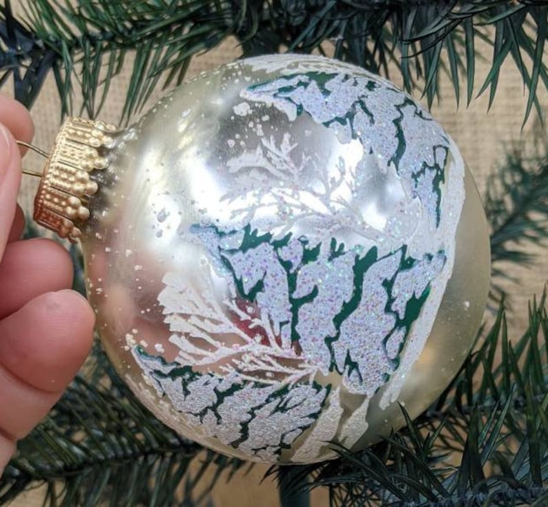 Snow Covered Trees Scene Vintage Krebs Ornaments Pearl White Etsy