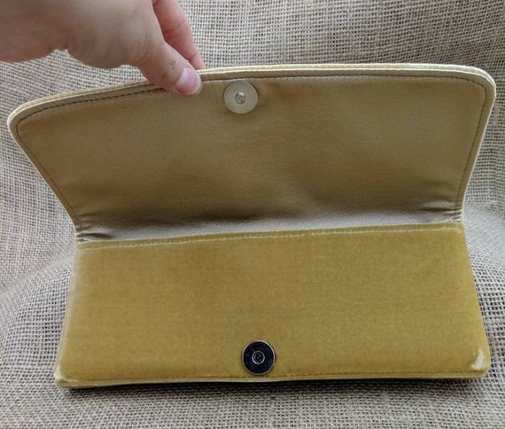 Gold Velvet Clutch with Bronze Sequins, Small Eve… - image 6