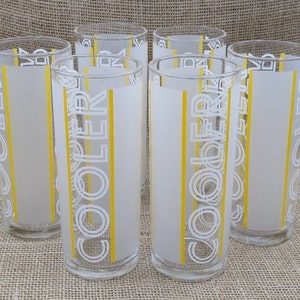 Libbey Cooler Glasses, Tom Collins Tall Frosted Glasses, Set of 6