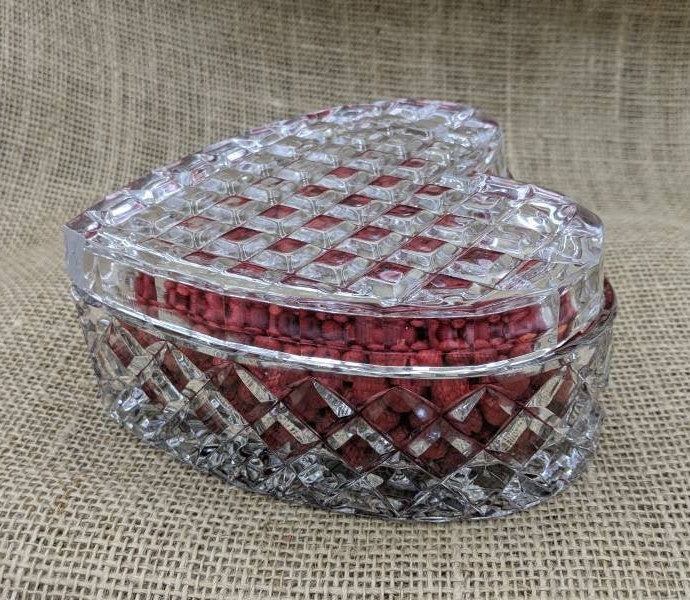 Crystal Heart Candy Dish Vintage Heart Shape Covered Dish Etsy