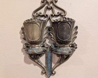 Brass Match Holder, Victorian Double Urn Match Safe