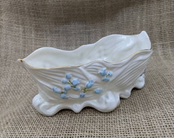 Belleek Lily Plateau Bowl, Planter, Trinket Dish, Vintage 2000, Made in Ireland