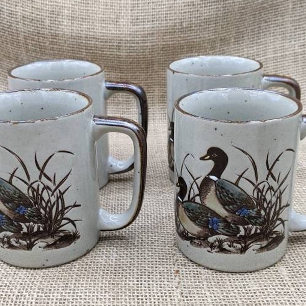 Otagiri Duck Mugs, Set of 4, Made in Japan, Mallard Duck Mugs
