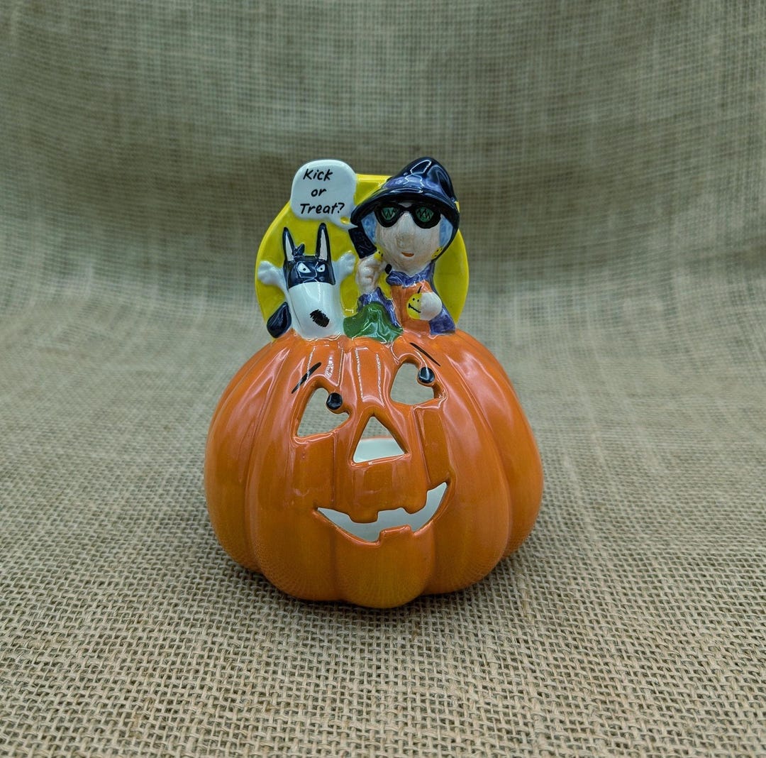 Vintage Maxine Halloween Votive Holder: Hallmark Jack O' Lantern