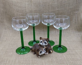 Copas de vino de tallo verde, EMERALD de Cristal D' Arques Durand, fabricadas en Francia, juego de 4, copas de vino Rhine de 16,5 cm de tallo recto.