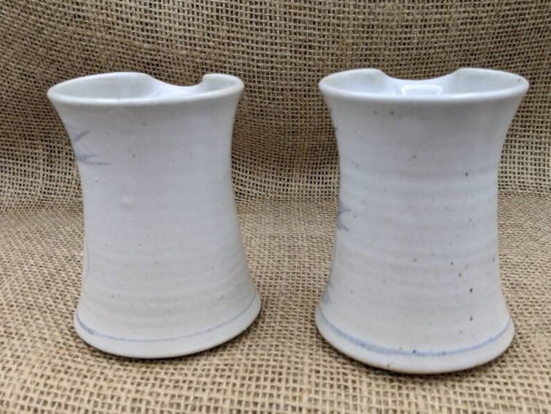 Art Pottery Creamers Set of 2 Handleless Stoneware Pitchers Etsy