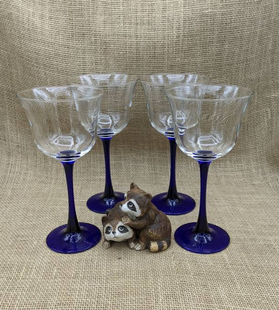 Blue Stem Water Goblets Americana Blue by CRISTAL Etsy