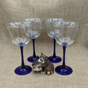 Cristal D&#39;Arques-Durand Blue Stem Water Goblets - Set of 4