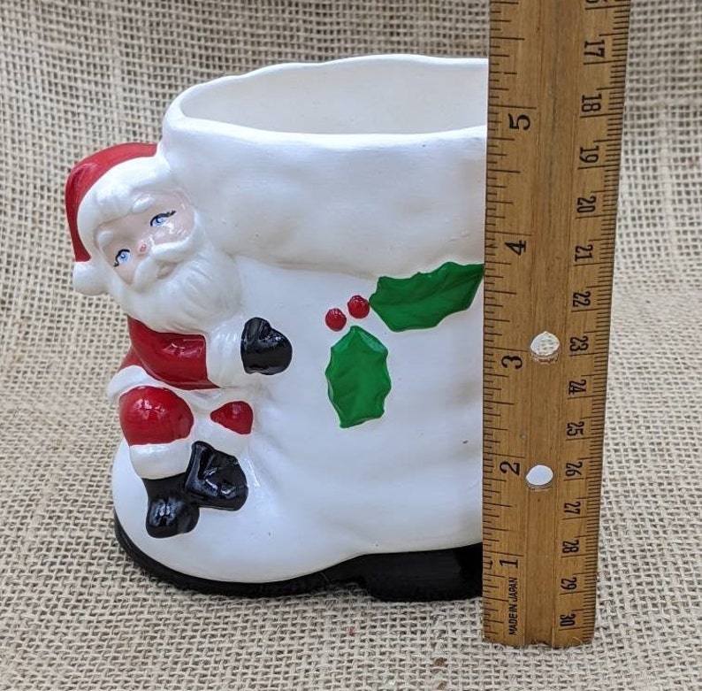 Santa Boot Planter White Ceramic Santa Boot with Santa Claus | Etsy