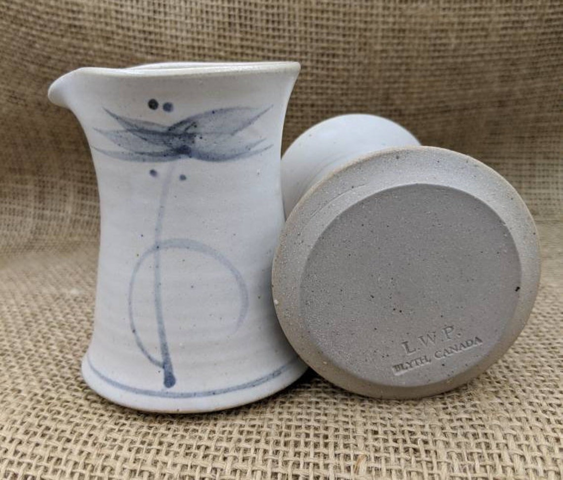 Art Pottery Creamers Set of 2 Handleless Stoneware Pitchers Etsy