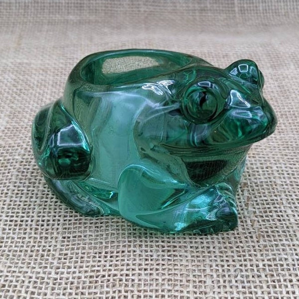 Green Glass Frog Candle Holder - Etsy