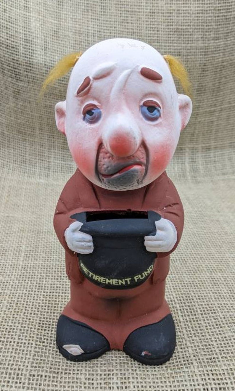 Retirement Fund Bum Figurine Bank Vintage Sad Hobo Ceramic Bank Chadwick Made in Japan