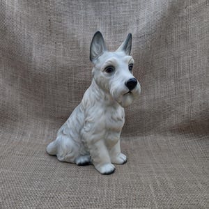 Schnauzer Figurine Large 9 Inch Sitting Grey Dog Made in Japan