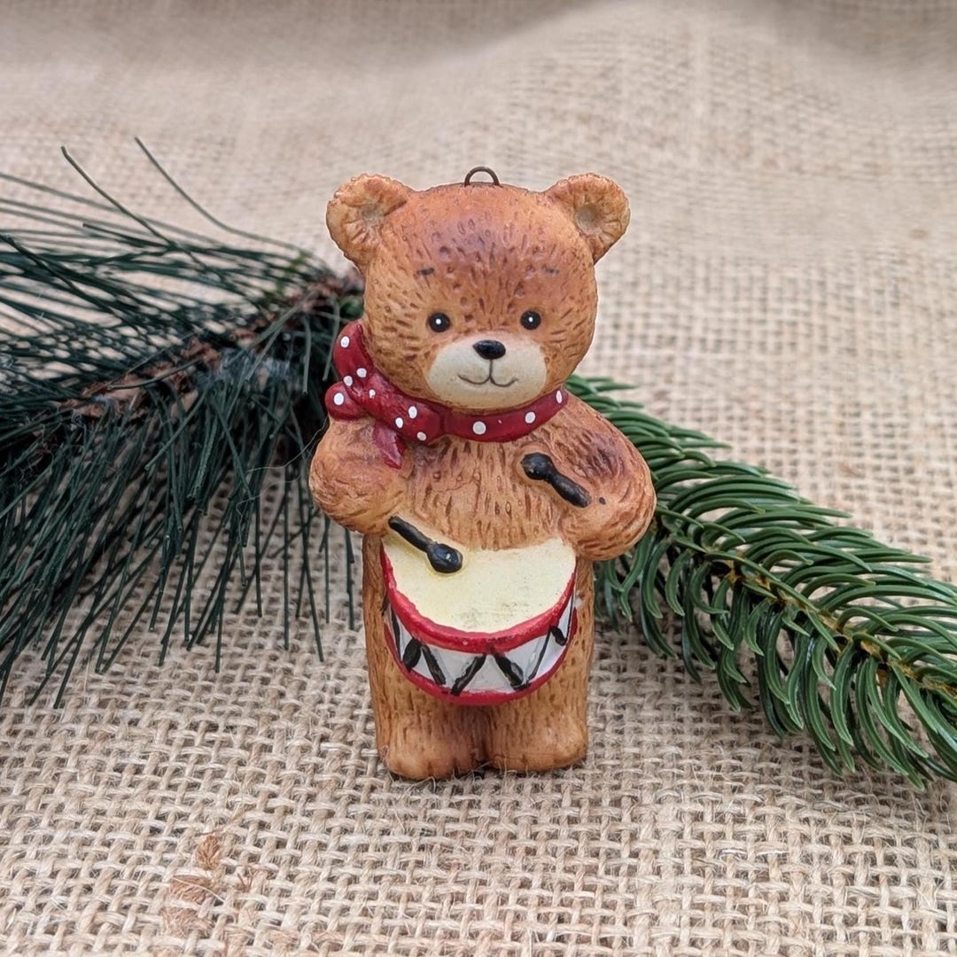 Vintage Enesco Lucy & Me Teddy Bear Drummer Christmas Ornament - Etsy