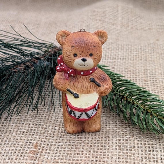 Vintage Enesco Lucy & Me Teddy Bear Drummer Christmas Ornament - Etsy
