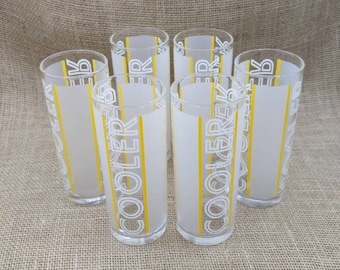 Libbey Cooler Glasses, Tom Collins Tall Frosted Glasses, Set of 6
