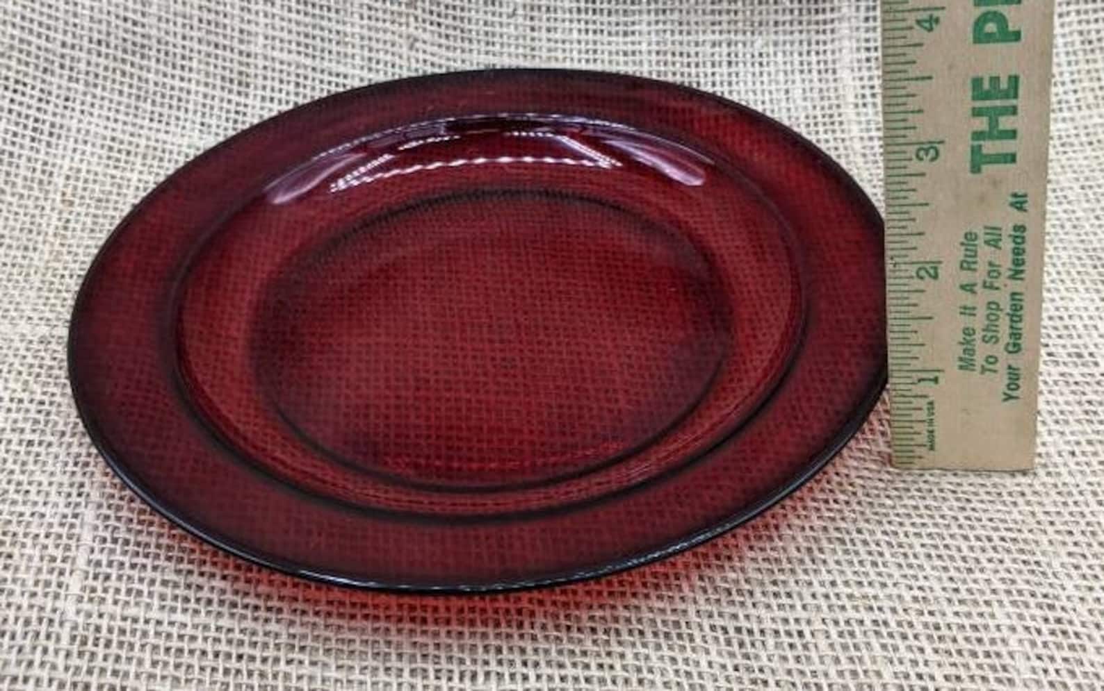 Red Glass Salad Plates Arcoroc Classique Ruby 7 Plates Etsy