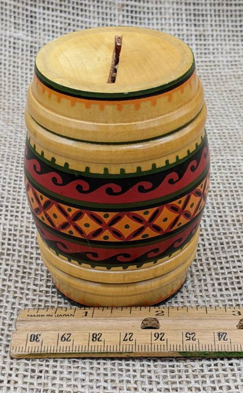 Polish Wood Barrel Bank Wooden Barrel Bank Vintage Etsy
