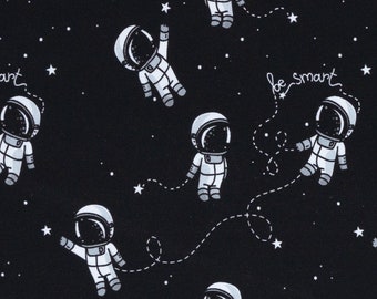 16,50Euro/m Weltall Astronaut French Terry Levi von Swafing Stoff Sweatshirt schwarz weiß Kosmonaut Sterne