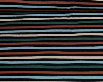 13.98 euros/meter stripes jersey earth colors stripes irregular green beige brown black cotton jersey fabric striped combination fabric organic