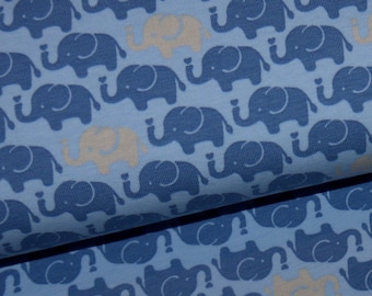 12,98Euro/meter Jersey elephant blue cream fabric elephant light blue denim blue cotton jersey