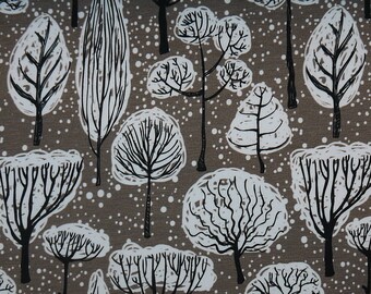 12,98Euro/meter Winter Trees French Terry Sweat Snow brown light brown white Sweatshirt fabric roughened by Swafing Patty Girls Women
