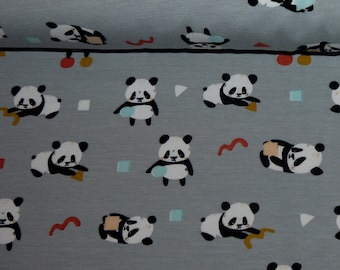 13.98 euros/meter panda bear jersey organic organic gray cotton jersey fabric children