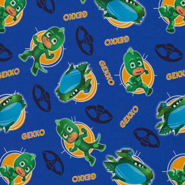 16.98Euro/meter Gekko French Terry Sweat roughened PJ Masks Pajama Heroes Cars Lightning Blue Licensed Fabric from Swafing