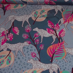 13.98Euro/Meter Sport and swimwear jersey leopard jaguar jungle grey pink for women children swimwear swimsuit UV fabric