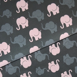14.98 euros/meter jersey elephants gray pink fabric Elephant Parade cotton jersey children