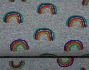 12,98Euro/m Regenbogen Jersey grau meliert Melange Stoff unisex