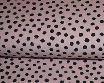 13,98Euro/m rosa schwarz Punkte Jersey altrosa unregelmäßig Tupfen Dots Kombistoff Pünktchen Stoff Baumwolljersey unbunt Organic Cotton GOTS