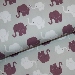 13,98Euro/meter Jersey Elephants grey light grey old purple fabric Elephant Parade image 1