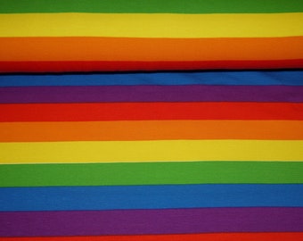 Regenbogen Streifen Jersey bunt Blockstreifen REST 69x128cm Stoff gestreift Baumwolljersey Kinder Pride Farben unisex