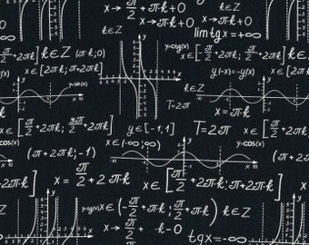 9,50Euro/m Mathe Formeln Baumwolle schwarz weiß Lehrer Stoff Webware Kim von Swafing