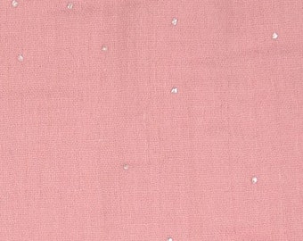 10.90 euros/meter glitter muslin double gauze old pink silver uni fabric children baby girls pink