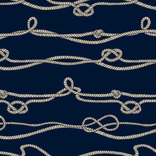 13.98 euros/meter maritime jersey ropes ropes sailor knots dark blue cotton jersey fabric maritime summer