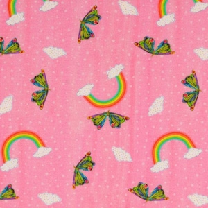 15.98Euro/Meter The Very Hungry Caterpillar Jersey Rainbow Butterfly Clouds Pink Colorful Children&#39;s Fabric Eric Carle Cotton Jersey Girls