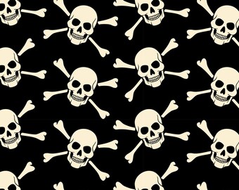 9,50Euro/Meter Skull Cotton Black Cream Beige Skull and Bone Ökotex Fabric Woven Fabric Kim by Swafing Pirate Rocker Halloween Masks