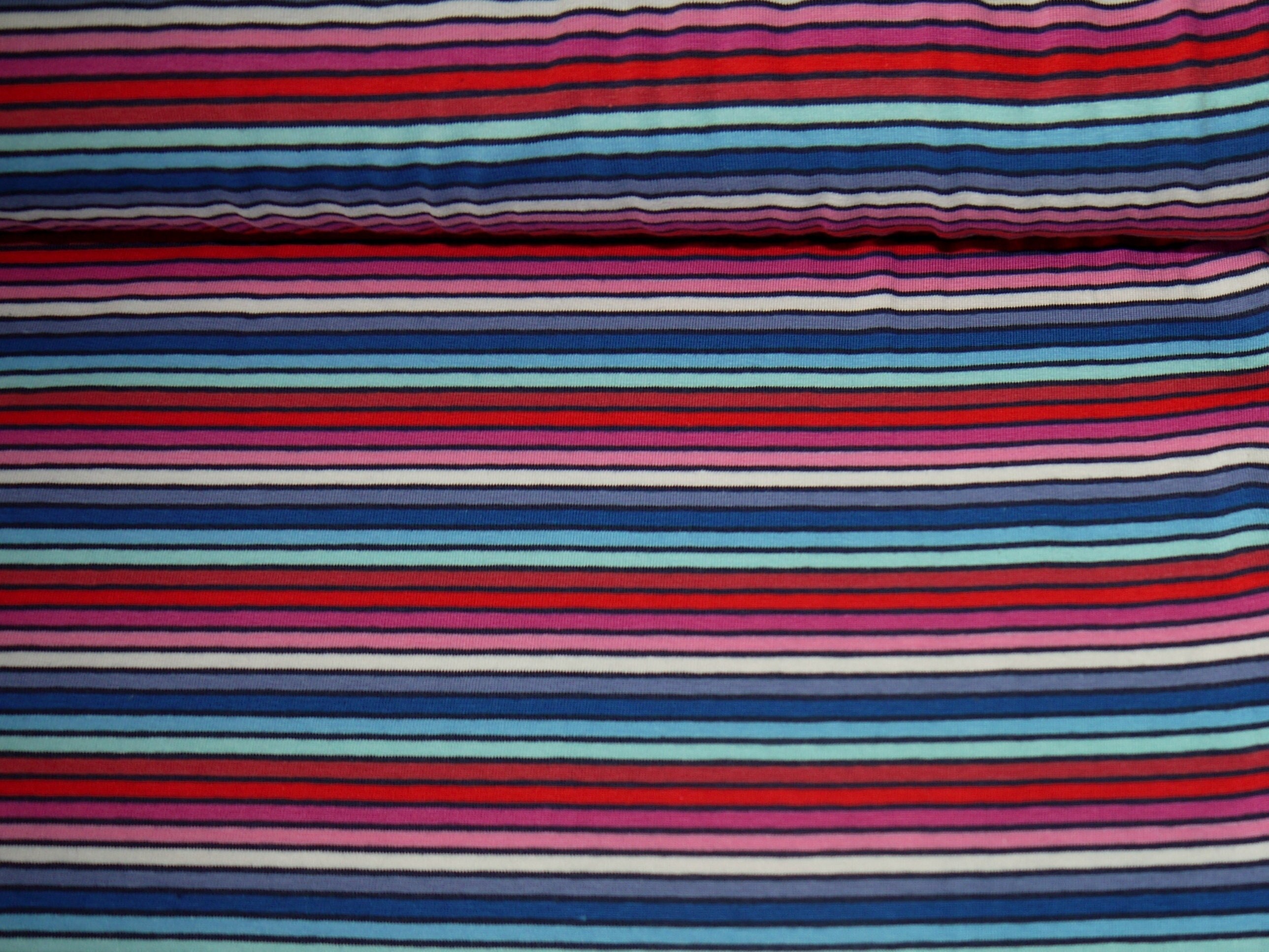 13,98Euro/m bunter Streifen Jersey Regenbogen Ringelstreifen blau