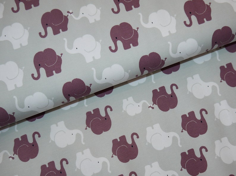 13,98Euro/meter Jersey Elephants grey light grey old purple fabric Elephant Parade image 1