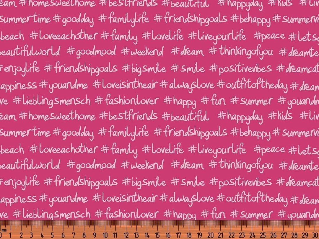 13,98euro/meter Hashtag Jersey Pink Pink REST Fabric Girl Teen Etsy
