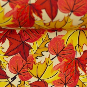 8,98Euro/m Blätter rot gelb Baumwolle Herbstblätter bunt Ökotex Stoff Webware Bodo Swafing Wald Laub