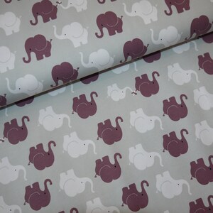 13,98Euro/meter Jersey Elephants grey light grey old purple fabric Elephant Parade image 2